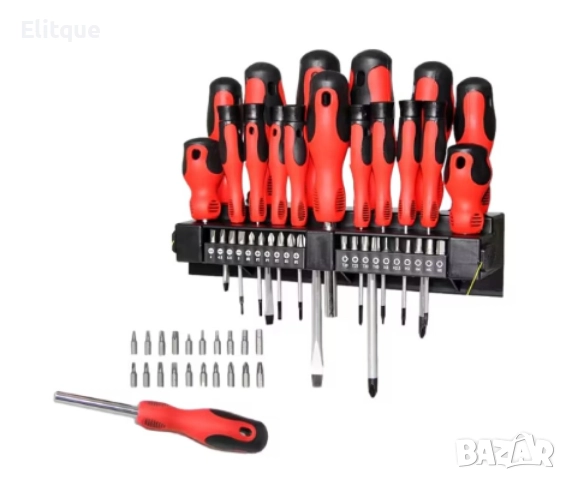 Комплект отвертки и битове с държач 37 части, черни/червени, снимка 6 - Други стоки за дома - 52853783