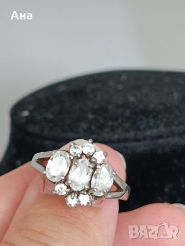 Красив сребърен пръстен Цвете маркиран с циркони, снимка 5 - Пръстени - 45860902