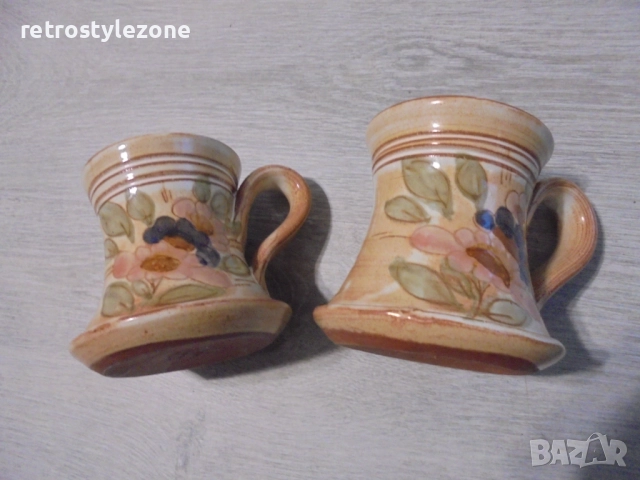 № 8425 Френски керамични чаши La Poterie Provence – винтидж сет 2 бр. , снимка 2 - Други ценни предмети - 52998856