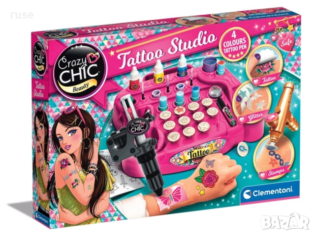 НОВО! Детски комплект за татуировки Clementoni Tattoo Studio