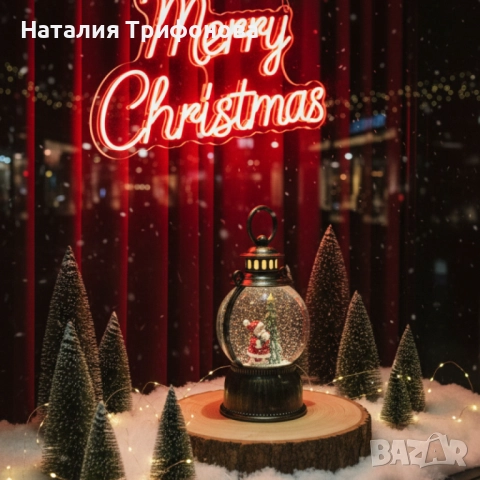 Голям LED коледен фенер с ефект на падащ сняг – приказна светлина и празнична магия, снимка 2 - Декорация за дома - 52476361