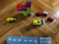 Дървен конструктор от кубчета и коли за бебета, снимка 4