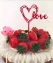 Свети Валентин сърце сърца love червен твърд топер декор украса за торта, снимка 1