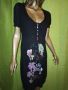 Desigual L, XL- Лятна рокля в черно с флорален принт и разноцветни копченца , снимка 1 - Рокли - 45679155