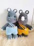 Плетена плюшена играчка - хипопотам и носорог, снимка 1 - Плюшени играчки - 45237659
