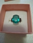 красив сребърен пръстен с голям зелен камък, снимка 6