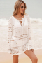 Дамска плажна рокля в бяло с дълъг ръкав, снимка 5