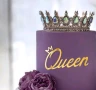 Queen с корона 3 цвята надпис акрил топер декор украса за торта рожден ден кралица, снимка 1