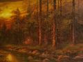Питър Тенсли Peter Tensley (американец) „Горско езеро“ Голяма маслена картина върху платно, снимка 4