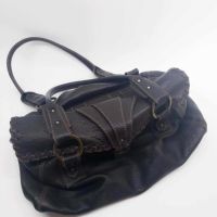 Италианска кожена чанта L.CREDI, Голяма кафява чанта с две дръжки за рамо, снимка 3 - Чанти - 46203385
