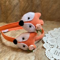 Диадема с лисица Оранжева диадема  Ръчна изработка , снимка 5 - Аксесоари за коса - 45914786