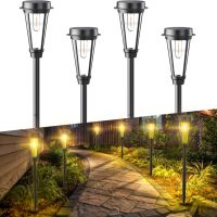 Quntis 4 броя соларни градински светлини за пътеки, IP64 водоустойчиви, топло бяло, снимка 1 - Соларни лампи - 45325220