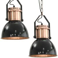 vidaXL Таванни лампи, 2 бр, черни, кръгли, E27（SKU:50868, снимка 1 - Други - 45508525