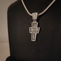 Сребърен кръст, кръст с разпятие, православен кръст, сребърен двулицев кръст, сребро 925, снимка 10 - Колиета, медальони, синджири - 45777147