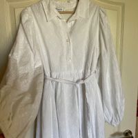 Нова дълга елегантна бяла 100% памук памучна рокля ажурена ажур дантела за бременни фотосесия , снимка 2 - Рокли - 45888347