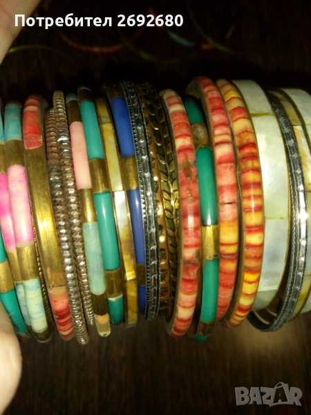 Индийски гривни винтидж,гривни от чист седеф/полускъпоценни камъни,обеци/цени в описанието , снимка 1