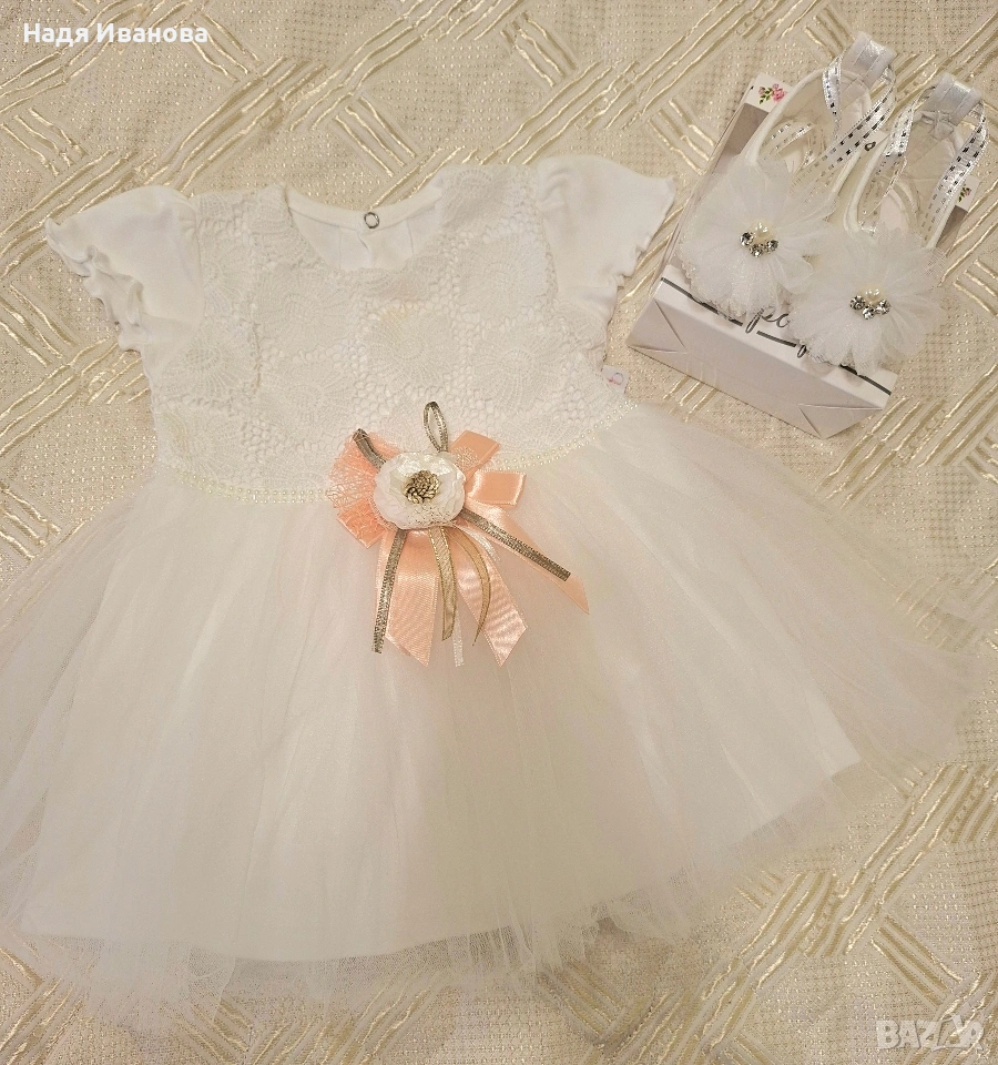 Официална бебешка рокля и обувки, снимка 1