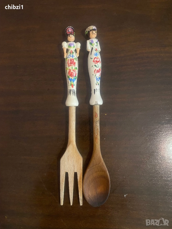 Унгарски дървени прибори с народни мотиви , снимка 1