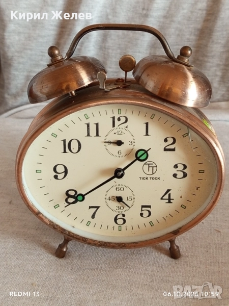 Винтидж механичен будилник TICK TOCK рядък за КОЛЕКЦИЯ ДЕКОРАЦИЯ 44044, снимка 1