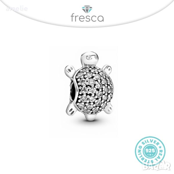 Талисман Fresca по модел тип Пандора сребро проба 925 Pandora Tortoise Love Today. Колекция Amélie, снимка 1