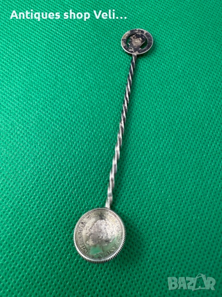 Сребърна лъжичка №7522 , снимка 1