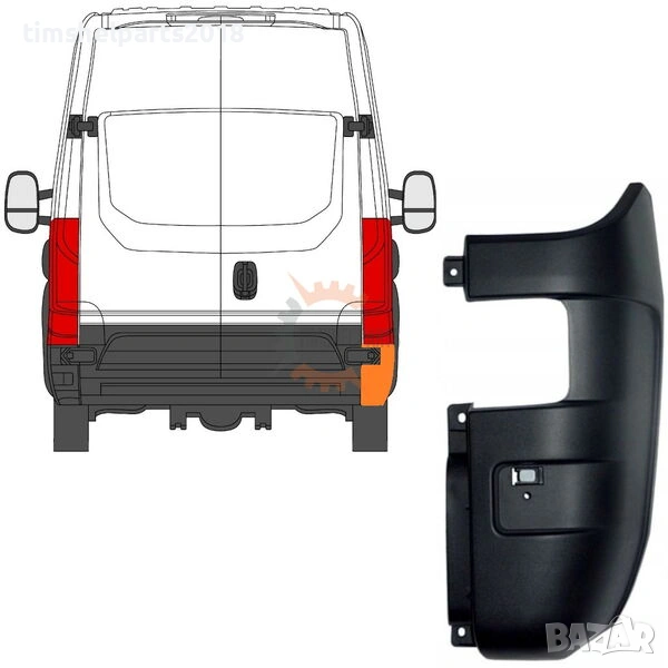 Ъгъл задна броня за Iveco Daily след 2014 год. - Пасажерска страна, снимка 1