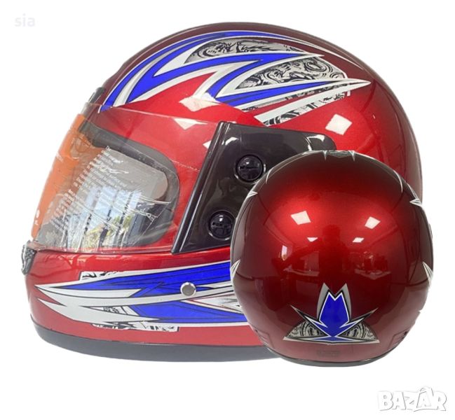 Каска за мотор, шлем, 4 размера, червен, снимка 1