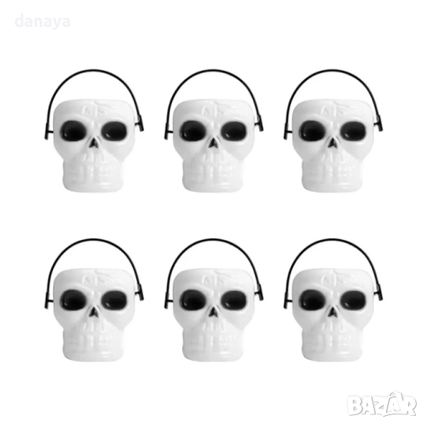 6144 Комплект мини кошнички Череп, 6 броя, снимка 1