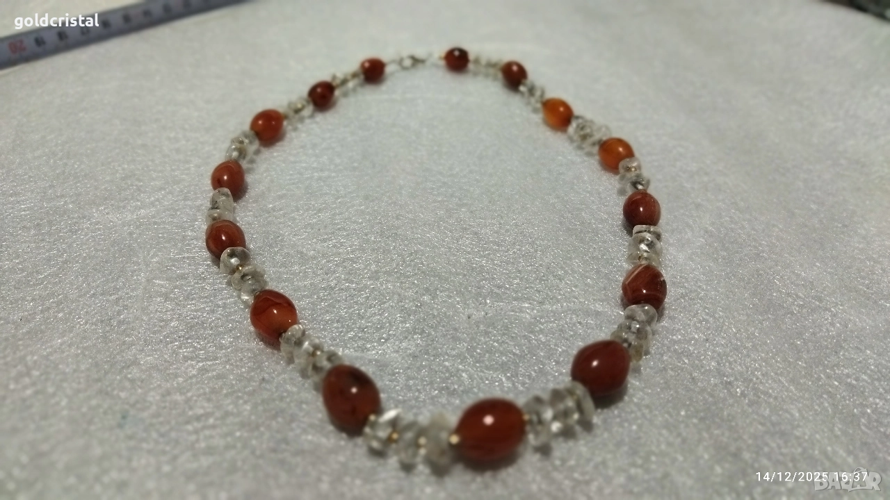 Стар накит гердан от естествен камък карнеол  , снимка 1