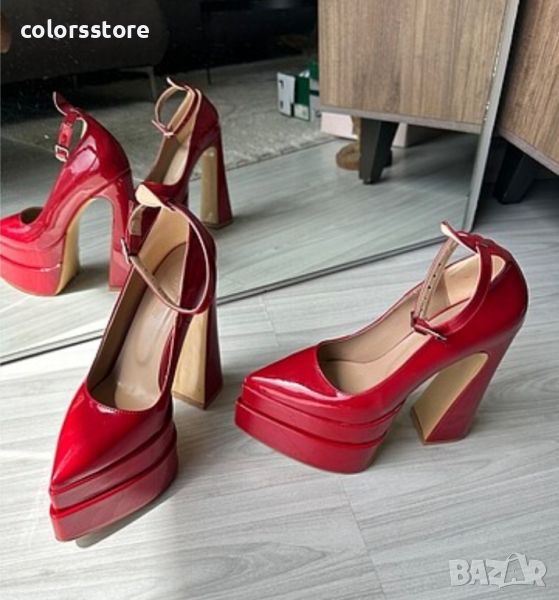 Обувки на ток - червен лак - VT2, снимка 1