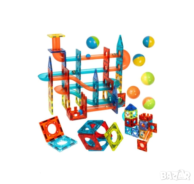 Магнитен конструктор с топчета / Магнитен пъзел - 77, 96, 110 части, снимка 1
