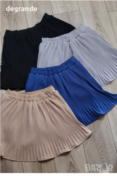 Къса плисирана пола в ЧЕРНО СИВО СИНЬО БЕЖАВО, снимка 1