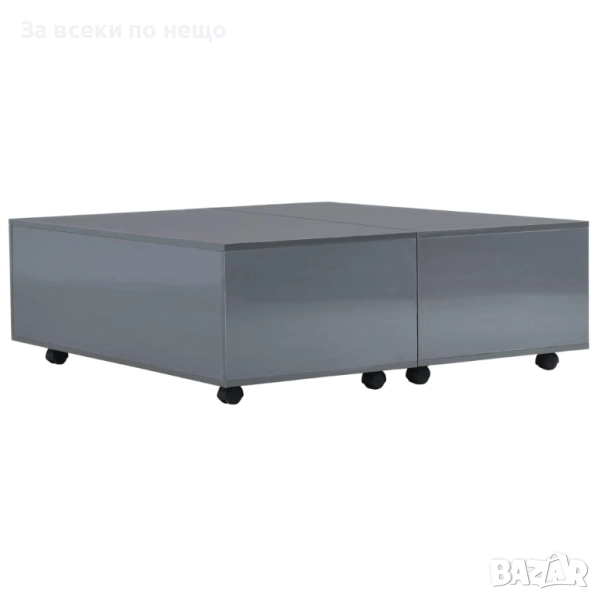 Маса за кафе, супер гланц, сива, 100x100x35 см Код P1100, снимка 1