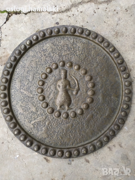 Уникален стар бронзов поднос/пано/тава, снимка 1