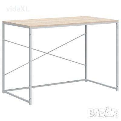 vidaXL Компютърно бюро, бяло и дъб, 110x60x70 см, инженерно дърво(SKU:30210, снимка 1