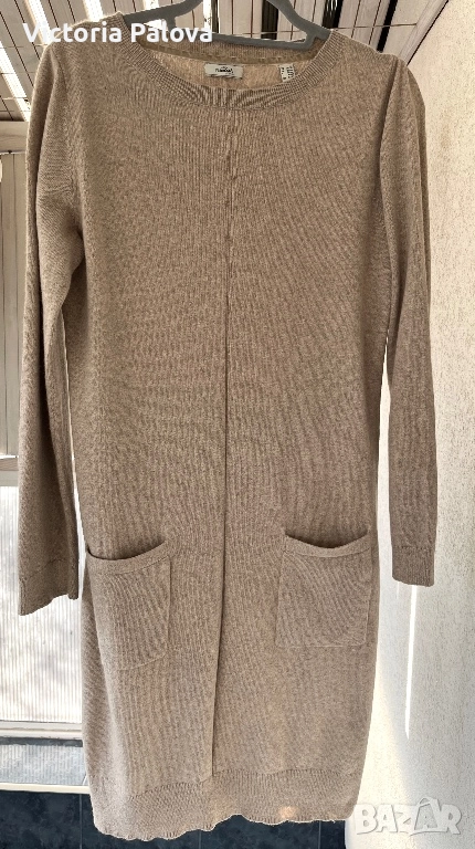 Луксозна зимна рокля органик памук 70% и кашмир 30%, снимка 1