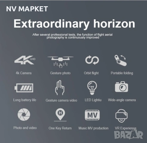 Дрон Иновативен мини  с висока резолюция от 4К HD - DRON E59 (4K+BAG）, снимка 13 - Дронове и аксесоари - 53837789