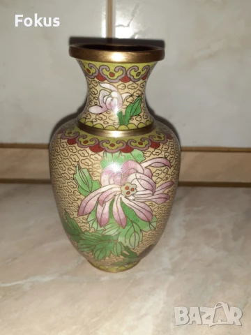 Cloisonne Клоазоне стара ваза бронз клетъчен емайл