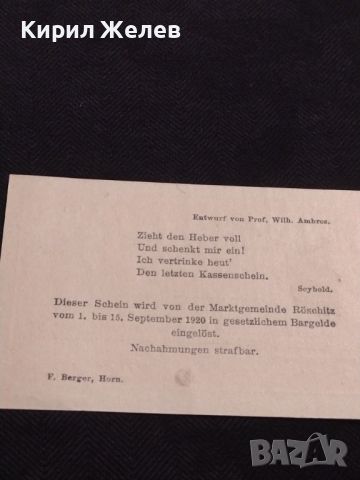 Банкнота НОТГЕЛД 10 хелер 1920г. Австрия перфектно състояние за КОЛЕКЦИОНЕРИ 45150, снимка 11 - Нумизматика и бонистика - 45503810