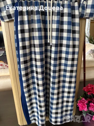 Рокля каре синьо, бяло и черно, снимка 4 - Рокли - 50055173