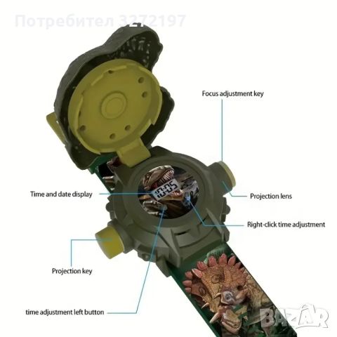 3D електронен часовник с проекция,24 различни проекции на динозаври, снимка 5 - Детски - 46278382