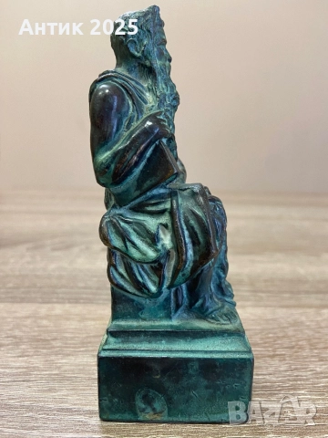 Винтидж италианска бронзова фигурка „Мойсей“ – по мотиви на Микеланджело, снимка 4 - Антикварни и старинни предмети - 52717957