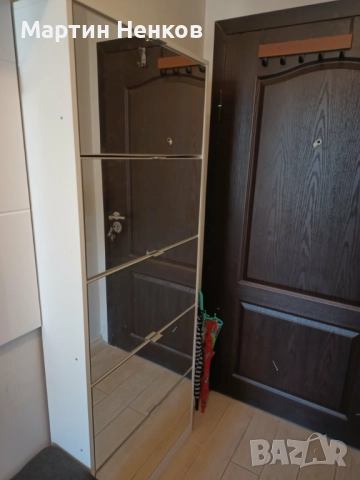 Бял Шкаф за Обувки с 5 отделения и Огледала