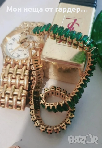 Гривна с кристали емералд .По голям размер, снимка 2 - Гривни - 52171367