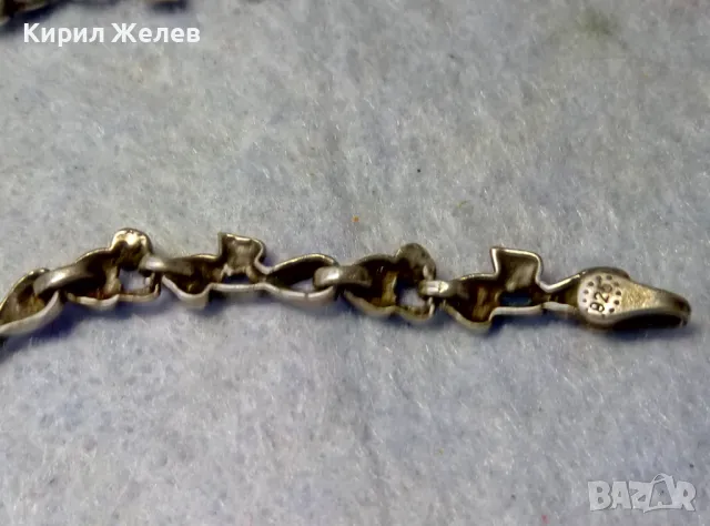 СТАРА ФЛОРАЛНА СРЕБЪРНА ГРИВНА ПАТИНИРАНО СРЕБРО 925 с ГНЕЗДА За ИНКРУСТИРАНЕ на СКЪПИ КАМЪНИ 19416, снимка 7 - Гривни - 50056576