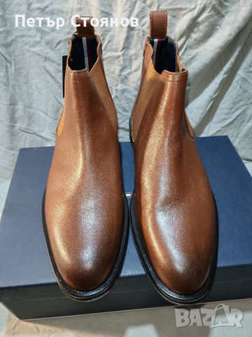 Стилни мъжки кларкове от естествена кожа TOMMY HILFIGER №43, снимка 4 - Мъжки боти - 53070746