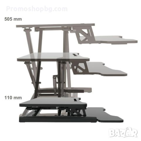 Регулируемо бюро Stand Up Desk Riser SD-80S, 80х40см, Черен, снимка 5 - Бюра - 46563241