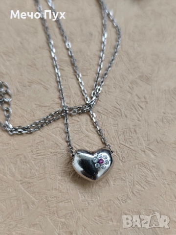 Сребърен синджир с висулка Сърце (384), снимка 2 - Колиета, медальони, синджири - 52581524