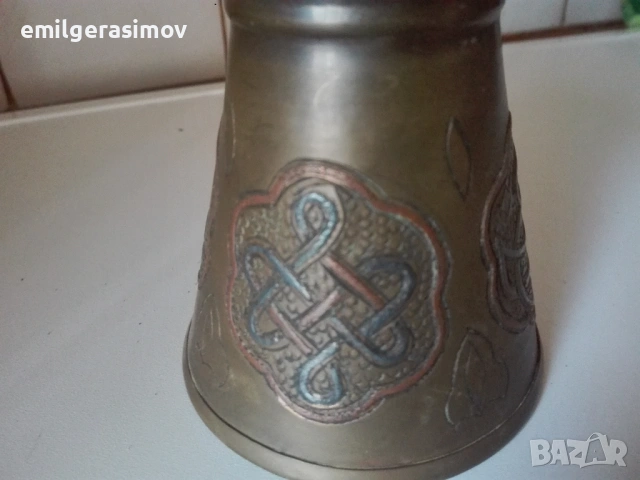 Медно джезве , поднос и стара попивателна., снимка 4 - Други ценни предмети - 53771057