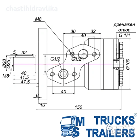 Орбитален хидромотор PRESKO BM2 100cm3 BMR OMR ALSG2, снимка 3 - Части - 54037699